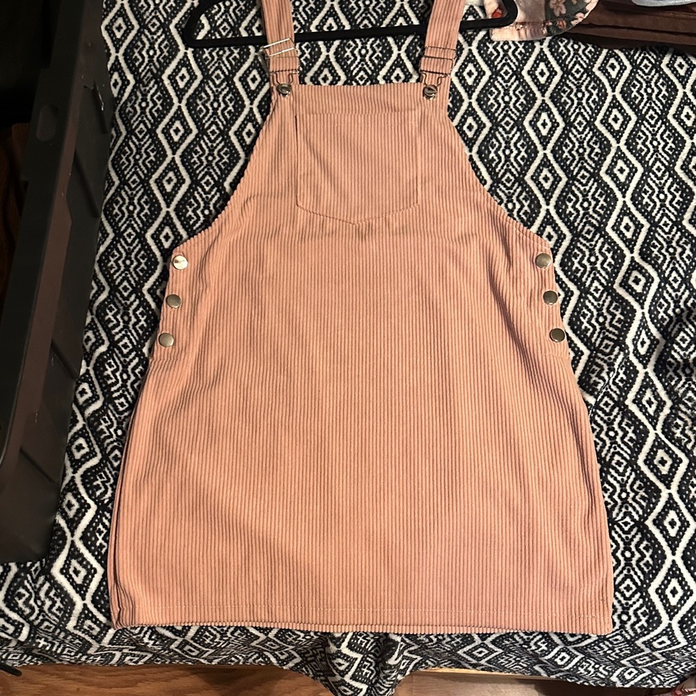 SHEIN Pink Striped Pinafore Dress